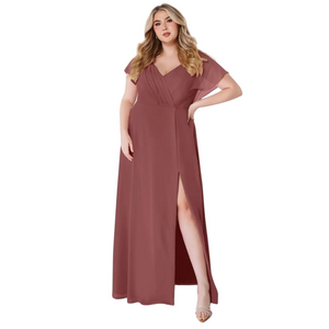 AZAZIE RYLEE Women’s Dusty Rose Amethyst Chiffon Dress 26 Bridesmaid Prom